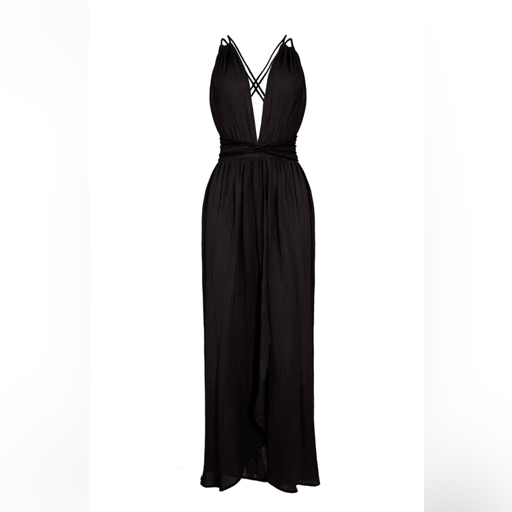 Caravana Nefeli Cotton Black Dress Leather Strap